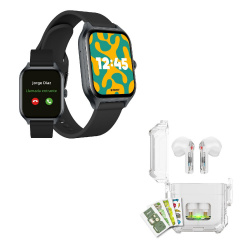 Binden Smartwatch ERA DAY, Touch, Bluetooth, Android/iOS, Negro - Incluye Audífonos Dark Booster 