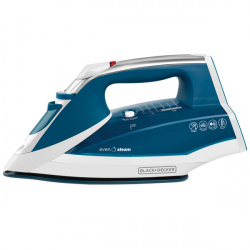 Black & Decker Plancha Even Steam IR2060, Vapor Vertical, 1200W, Suela Cerámica, Azul/Blanco 