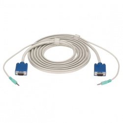 Black Box Cable VGA Premium con Audio, VGA/3.5mm Macho - VGA/3.5mm Macho, 15 Metros, Gris 