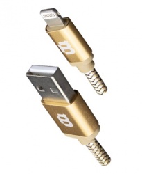 Blackpcs Cable de Carga Lightning Macho - USB A Macho, 2 Metros, Dorado, para iPhone/iPad 