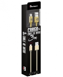 Blackpcs Cable de Carga Lightning Macho - USB A Macho, 3 Metros, Dorado, para iPod/iPhone/iPad/Android 