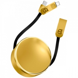 Blackpcs Cable de Carga 2 en 1 USB A Macho - Lightning/USB C Macho, 1 Metro, Dorado, para iPod/iPhone/iPad/Android 