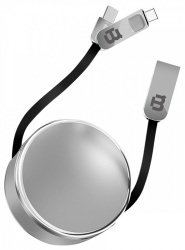 Blackpcs Cable de Carga 2 en 1 USB C Macho - Micro-USB Macho, 1 Metro, Plata, para iPod/iPhone/iPad/Android 
