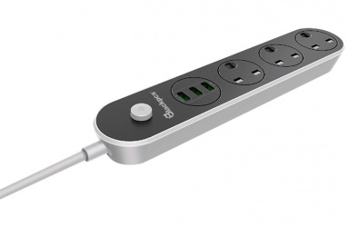 Blackpcs Supresor de Picos EPS015-BL, 3 Contactos, 3x USB, Negro 