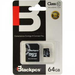 Memoria Flash Blackpcs MM10101, 64GB MicroSDHC Clase 10, con Adaptador 
