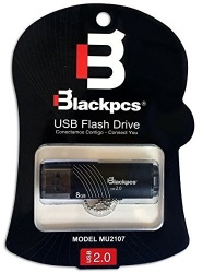 Memoria USB Blackpcs MU2107, 8GB, USB 2.0, Negro 