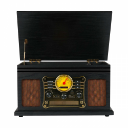 Bonn TE-007R Tornamesa, Bluetooth, Negro/Café 