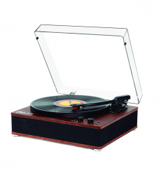 BONN Tocadiscos, Bluetooth, USB, Negro/Madera 