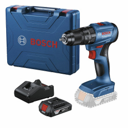 Bosch Taladro de Batería con Percusión GSB 185-LI, Inalámbrico, Reversible, 1/2