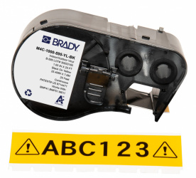Brady Cinta M4C-1000-595-YL-BK Negro sobre Amarillo, Transferencia Térmica, 25.4 mm x 7.6 Metros, 1 Pieza 