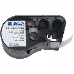 Cinta Brady PMC-1500-595-YL-BK, Negro/Amarillo, 38.1mm x 7.62m, para BMP51/BMP53 
