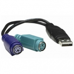BRobotix Cable USB USB Macho - 2x PS/2 Hembra, 22cm, Negro 