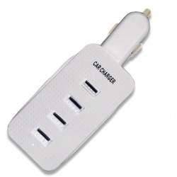 BRobotix Cargador para Auto 005003B, 5V, 4x USB 2.0, Blanco 