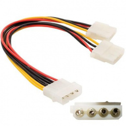 BRobotix Cable de Poder Molex Macho - 2x Molex Hembra, 20cm, Multicolor 