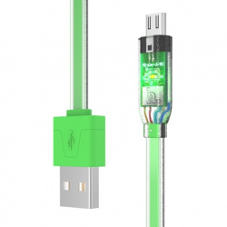 BRobotix Cable USB 2.0, USB A Macho - Micro USB B Macho, 1.2 Metros, Verde Iluminado 