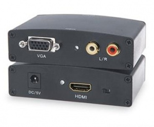 BRobotix Convertidor VGA/RCA Macho - HDMI Hembra, Negro 