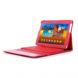 BRobotix Funda con Teclado Bluetooth para Samsung Galaxy Tab 10'', Rojo 