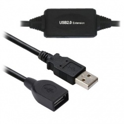 BRobotix Cable de Extensión USB Macho - USB Hembra, 20 Metros, Negro 