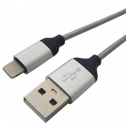 BRobotix Cable de Carga Lightning Macho - USB 2.0 A Macho, 1 Metro, Plata, para iPod/iPhone/iPad 