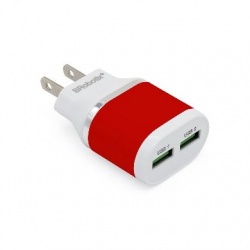 BRobotix Cargador USB 161264R, 2x USB 2.0, Rojo 