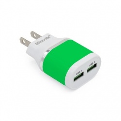 BRobotix Cargador USB 161264R, 2x USB 2.0, Verde 