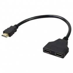 BRobotix Cable HDMI 1.4 Macho - 2x HDMI 1.4 Hembra, 1080p, 30cm, Negro 