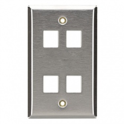BRobotix Placa de Pared, RJ-45, 4 Puertos, Plata 