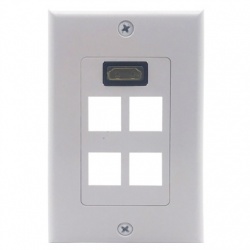 BRobotix Placa de Pared, RJ-45 + HDMI, 5 Puertos, Blanco 