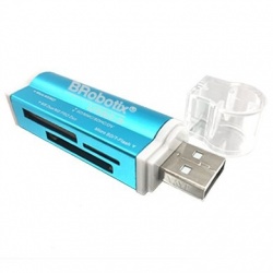 BRobotix Lector de Memoria 180420A, MS Duo/MicroSD/SD, USB 2.0, Azul 