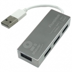 BRobotix Hub USB 2.0 - 4 Puertos USB 1.1/USB 2.0, 480Mbit/s, Plata 