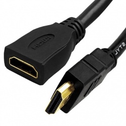 BRobotix Cable HDMI Macho - HDMI Hembra, 3 Metros, Negro 