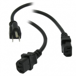 BRobotix Cable de Poder NEMA 5-15P Macho - 2x C13 Hembra, 30cm, Negro 