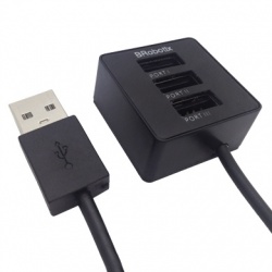 BRobotix Hub USB 2.0, 3 Puertos USB 2.0, Negro 