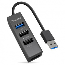 BRobotix Hub USB A 3.0 Macho - 4x USB A, Negro 
