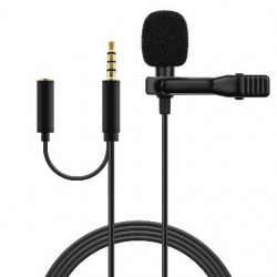 BRobotix Micrófono de Solapa + Plug 3.5mm Hembra 263328, Alámbrico, Negro 