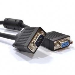 BRobotix Cable SVGA HD15 Macho - Hembra, con Ferrita, 30 Metros, Negro 