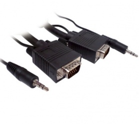 BRobotix Cable VGA/3.5mm Macho - VGA/3.5mm Macho, 30 Metros, Negro 