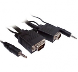 BRobotix Cable VGA/3.5mm Macho - VGA/3.5mm Macho, 22.5 Metros, Negro 