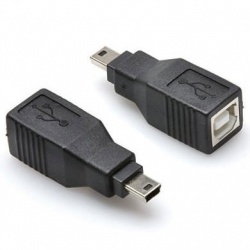 BRobotix Adaptador Mini-USB B Macho - USB-B Hembra, Negro 