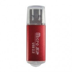BRobotix Lector de Memoria 345673R, para MicroSD, USB 2.0, Rojo 
