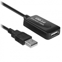 BRobotix Cable de Extensión USB 2.0 Macho - USB 2.0 Hembra, 15 Metros, Negro 