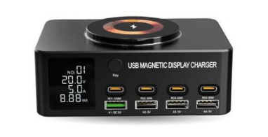 BRobotix Cargador de Pared 406467, 140W, 20V, 4 x USB-A 4 x USB-C 