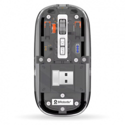 Mouse Ergonómico BRobotix 6000823, Inalámbrico, Óptico, 1.600DPI, USB-C, Transparente 