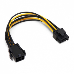 BRobotix Cable de Poder 8-pin - 6-pin, 16cm, Negro/Amarillo 