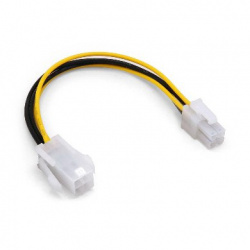 BRobotix Cable de Poder ATX Macho - ATX Hembra, 16cm, Negro/Amarillo 