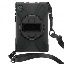 BRobotix Funda Uso Rudo con Correa y Giro 360° para Samsung Galaxy Tab A8, Negro 