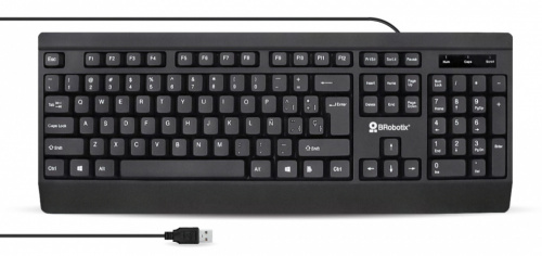 Teclado BRobotix 6007181, Teclado Mecánico, Óptico, Alámbrico, USB, Negro, Español  