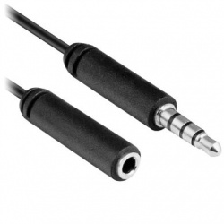 BRobotix Cable AUX 3.5mm TRRS Macho - 3.5mm TRRS Hembra, 1 Metro, Negro 