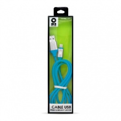 BRobotix Cable de Carga Lightning Macho - USB A Macho, 1 Metro, Azul, para iPhone/iPad 