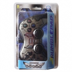 BRobotix Gamepad RumblePad, Alámbrico, USB 2.0, Gris 